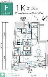 MAXIV国立矢川 1Kの間取図画像
