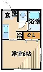 第一白王荘 1Kの間取図画像