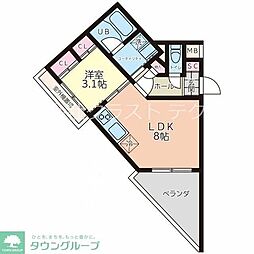 プランドールK 1LDKの間取図画像
