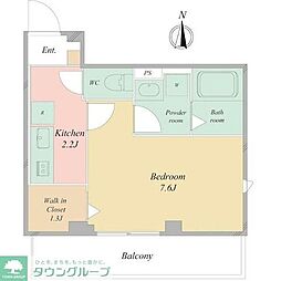 トゥール・ブラン 1Kの間取図画像