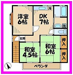 田中ハイツ 2階3DKの間取り