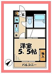 レオパレスＹＡＭＡＭＯＴＯ 1階1Kの間取り