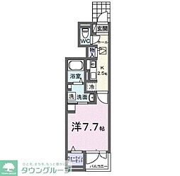 サンフィールド 1階1Kの間取り