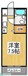 京王相模原線 京王多摩センター駅 徒歩11分の賃貸マンション 5階ワンルームの間取り
