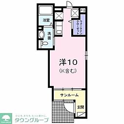 京王線 平山城址公園駅 徒歩10分の賃貸アパート 1階ワンルームの間取り