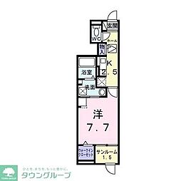 タウンハウス 1階1Kの間取り