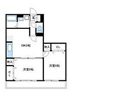 グランディールナギサワ 2階2LDKの間取り