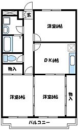 メルセラージュ 3階3DKの間取り