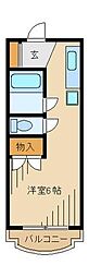 コーポサーザンヒルA 2階ワンルームの間取り