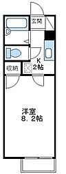 エクレール相原 2階1Kの間取り