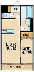 リコルテ橋本 2階1LDKの間取り