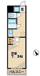 ルピナス8 2階1Kの間取り
