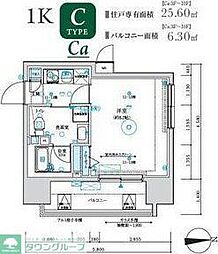 MAXIV八王子TRE 12階1Kの間取り