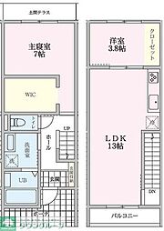 riverside terrace 2LDKの間取り