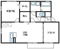 Ｇｒａｎｄ Ｃｏｕｒｔ東橋本 1階2LDKの間取り