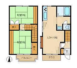 京王相模原線 京王堀之内駅 徒歩5分の賃貸テラスハウス 2LDKの間取り