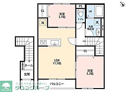 リーブルファイン相模原中央区中央 203 2階2LDKの間取り