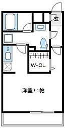 JR横浜線 相模原駅 徒歩10分の賃貸アパート 2階1Kの間取り