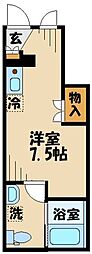 多摩都市モノレール 大塚・帝京大学駅 徒歩9分の賃貸アパート 1階ワンルームの間取り