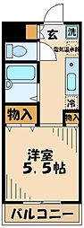 京王相模原線 京王永山駅 徒歩15分の賃貸マンション 3階1Kの間取り