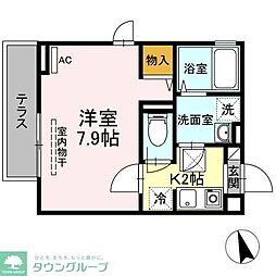 京王線 聖蹟桜ヶ丘駅 徒歩8分の賃貸アパート 2階1Kの間取り