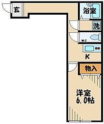 京王線 聖蹟桜ヶ丘駅 徒歩14分の賃貸アパート 1階ワンルームの間取り