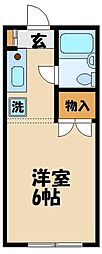 京王相模原線 京王多摩センター駅 徒歩10分の賃貸マンション 2階1Kの間取り