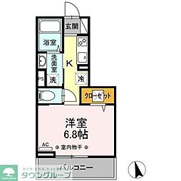 IK橋本 1Kの間取図画像