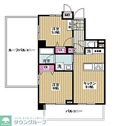 オークテラスK 2DKの間取図画像