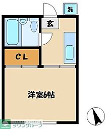 金子ハイツ 1Kの間取図画像