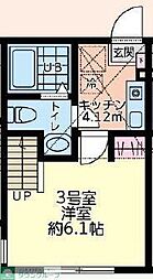 アムール橋本2 1Kの間取図画像