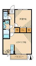 ルインズ・イン・マルヤマE棟 1LDKの間取図画像