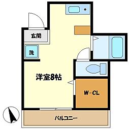 ハピネス中町 ワンルームの間取図画像
