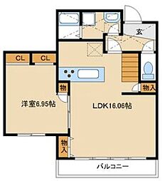カンフローエンス・久地 2LDKの間取図画像