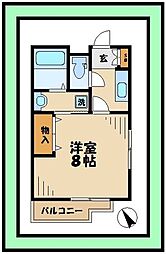フラットさつきシグマ 1Kの間取図画像