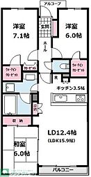 レクセルアベニュー多摩センター 3LDKの間取図画像