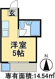 ベラージュ松戸 2階1Kの間取り