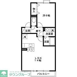 オベルジーヌ　Ｂ 2階1LDKの間取り