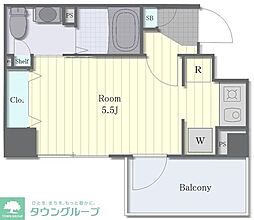グランカーサ市川国府台 8階ワンルームの間取り