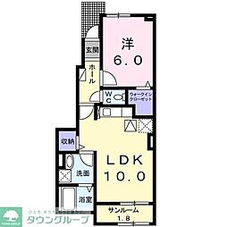 アバンツァート 1階1LDKの間取り