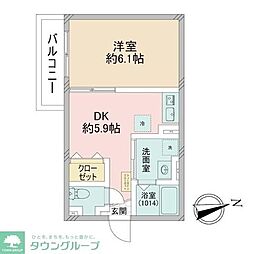 クロレ南流山 VI 3階1DKの間取り