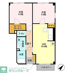 ウィステリアII 1階2LDKの間取り