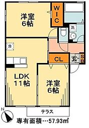 ステラ 1階2LDKの間取り