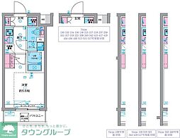 GENOVIA天王台 5階1Kの間取り