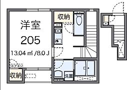 クレイノサングランツ 2階1Kの間取り