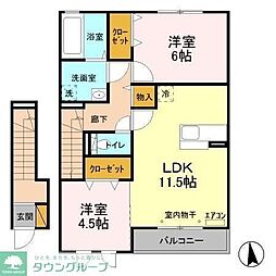 アルプス 2階2LDKの間取り