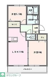 エクレールＢ 2階2LDKの間取り
