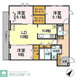フォルトゥーナ南流山 3階3LDKの間取り
