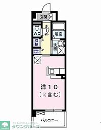 アヴニールヒルズ 2階ワンルームの間取り