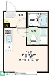ハーモニーテラス北小岩ＸＶ 3階ワンルームの間取り